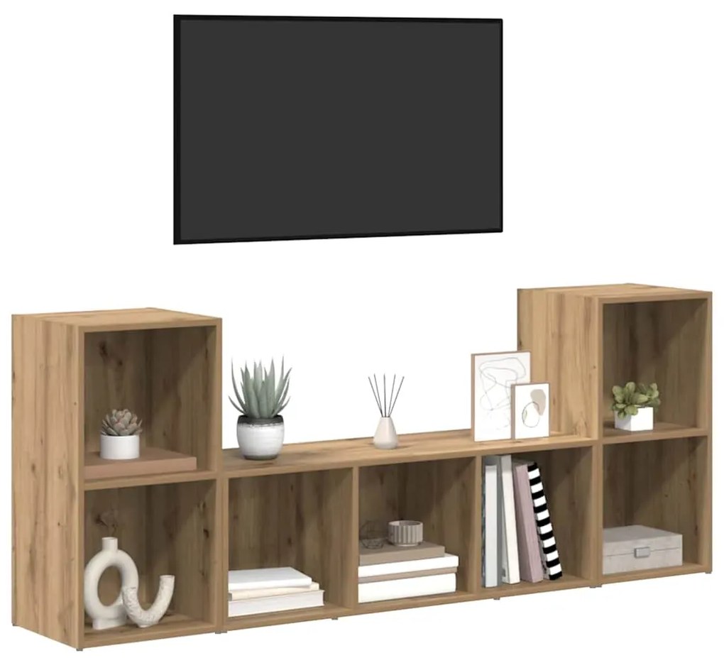 Conjunto de Estantes para TV 3 pcs Castanho 107 x 35 x 37 cm