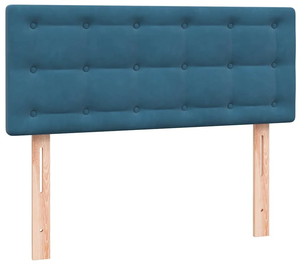 Cama com molas/colchão 120x210 cm veludo azul-escuro