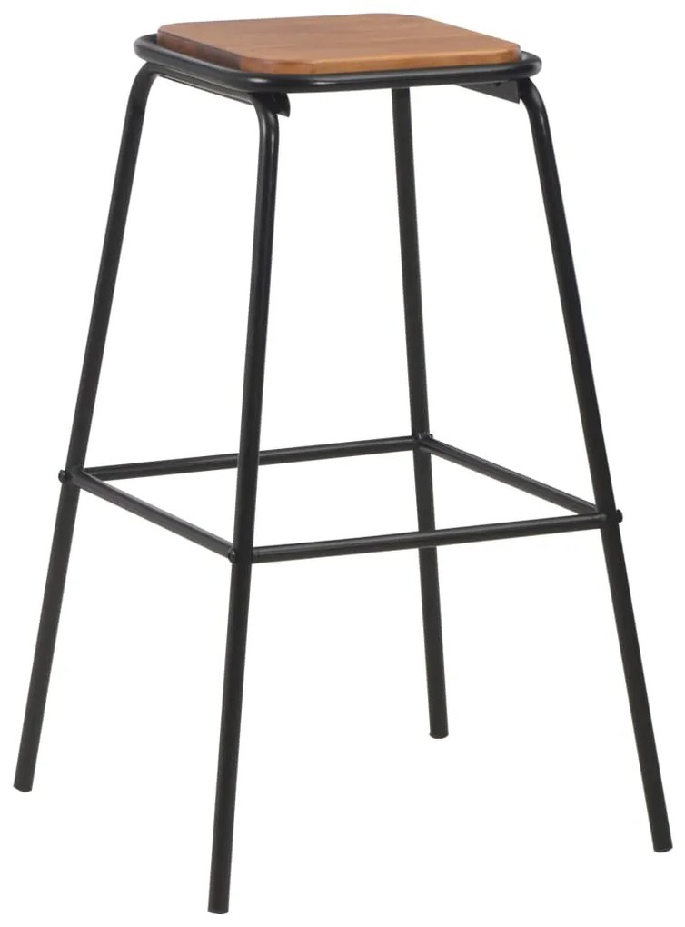 Bancos de bar 4 pcs madeira de pinho maciça e aço preto