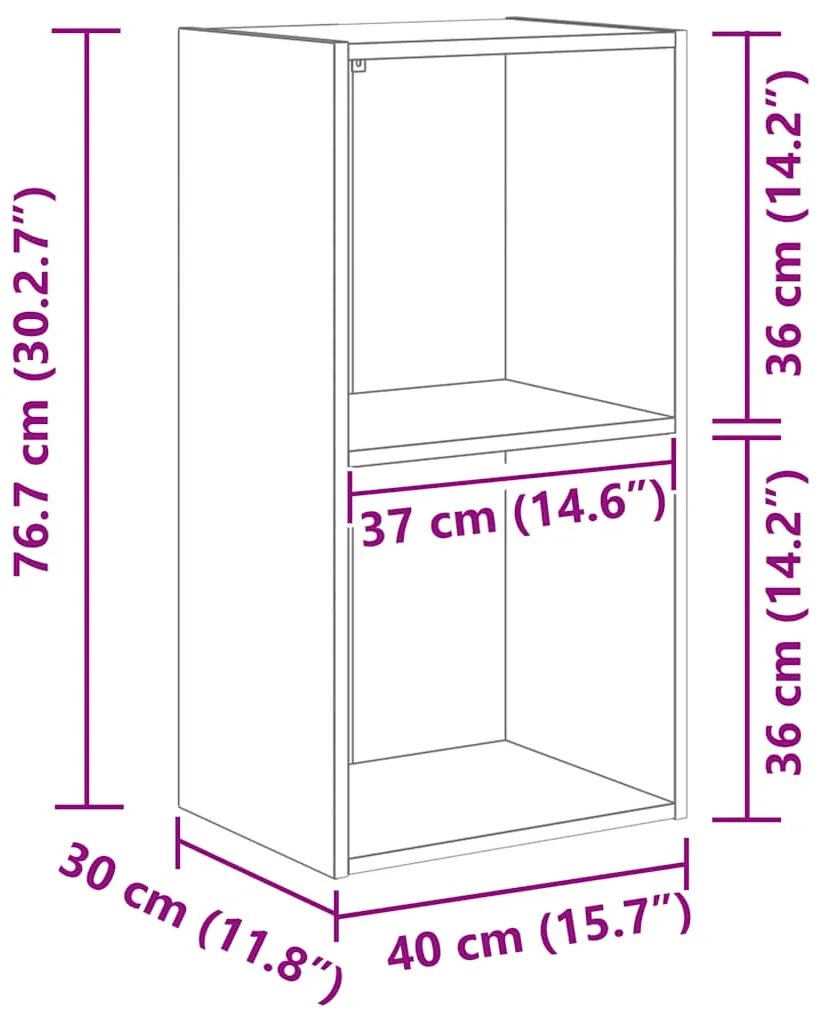 Estante com 2 prateleiras 40x30x76,5 cm contraplacado branco