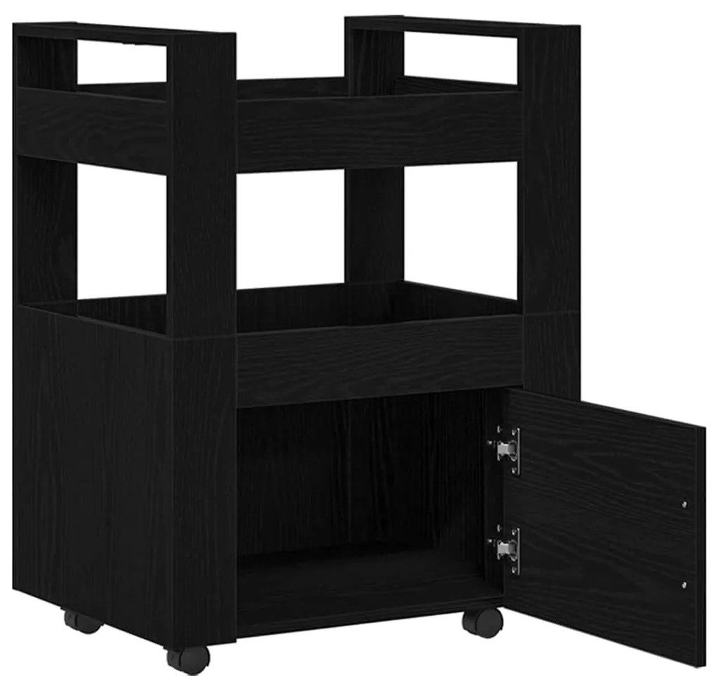 Carrinho de Cozinha vidaXL Carvalho Preto 60x45x80 cm Madeira Compósit