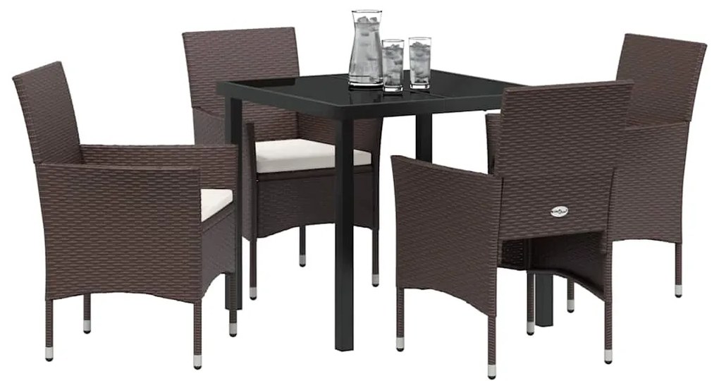 Conjunto de Jantar para Jardim com 5 Peças em Rattan Sintético Marrom
