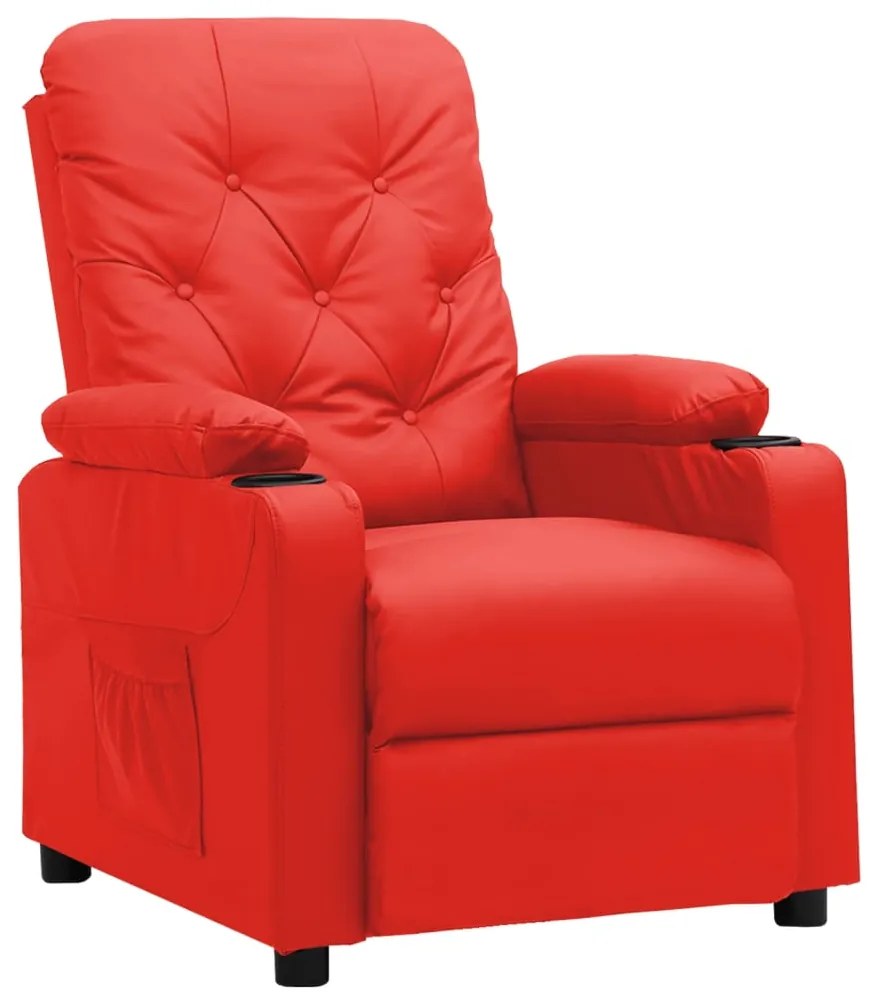vidaXL Poltrona reclinável couro artificial vermelho