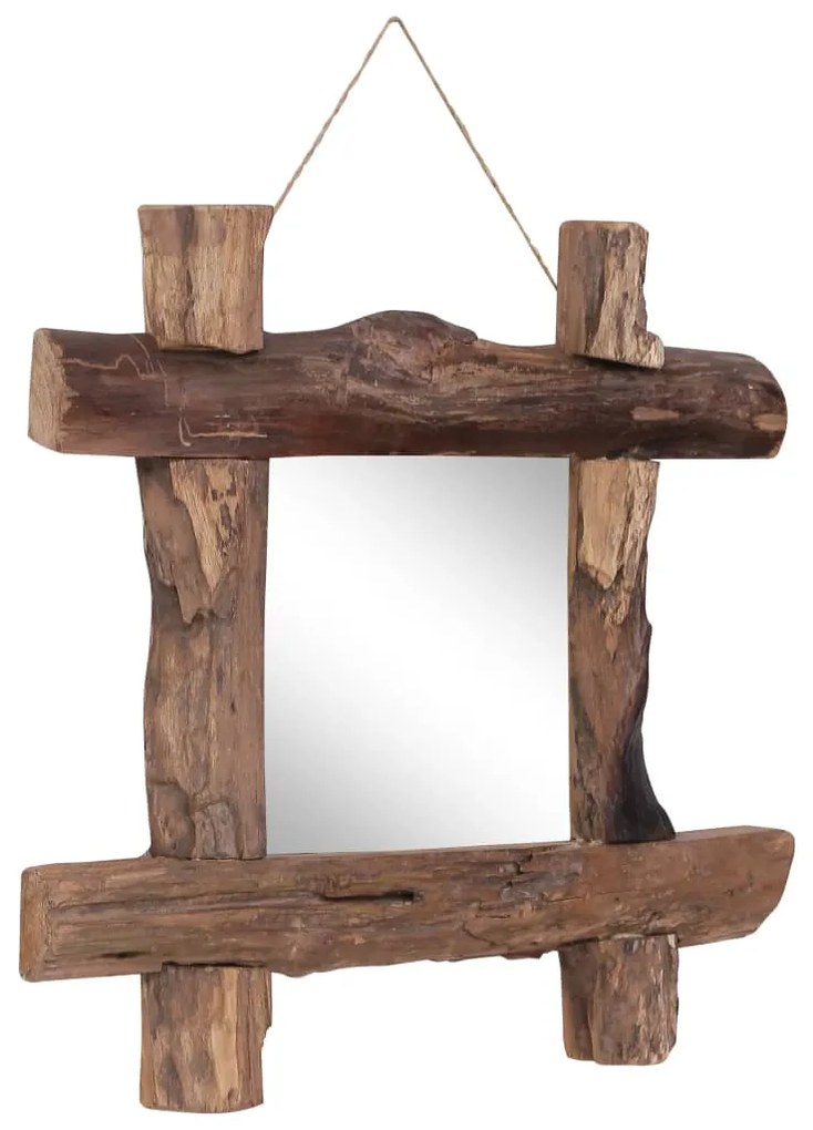 Espelho de troncos 50x50 cm madeira de teca reciclada natural