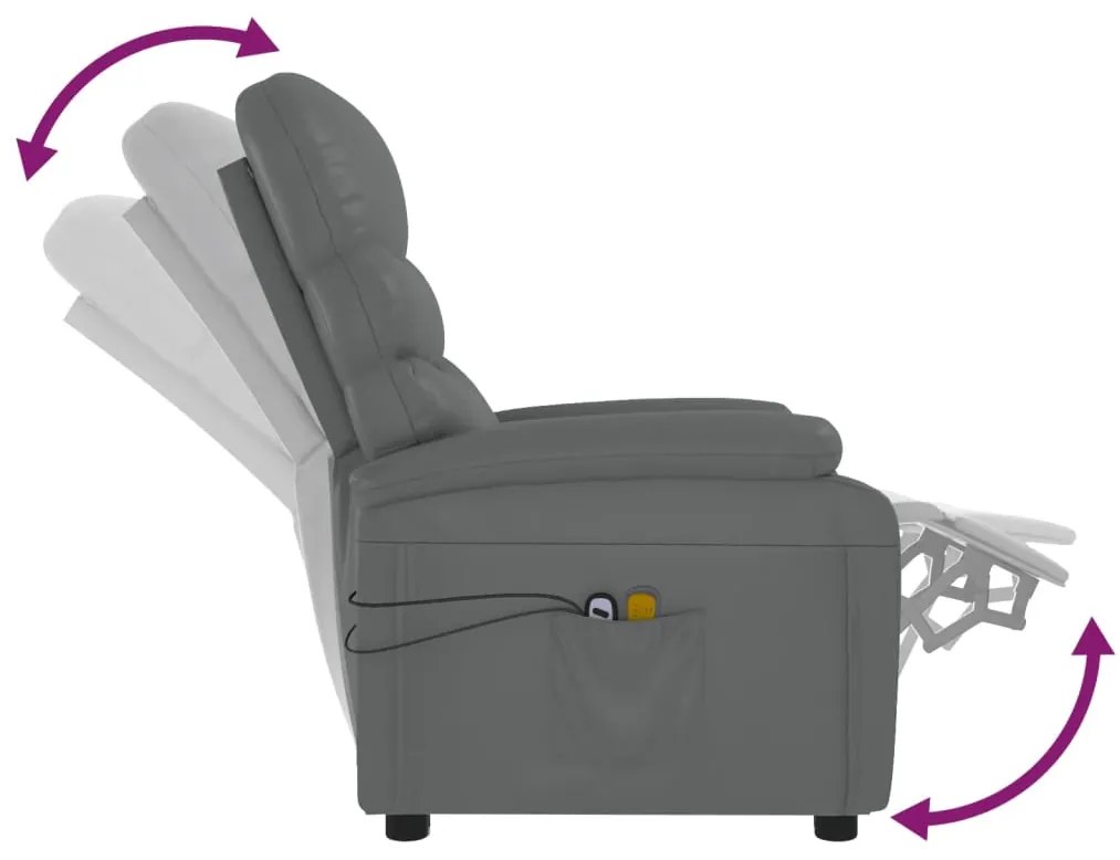 Poltrona de massagens elétrica couro artificial cinzento