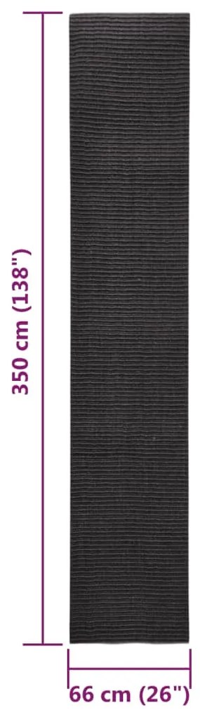 Tapete de sisal para poste arranhador 66x350 cm preto