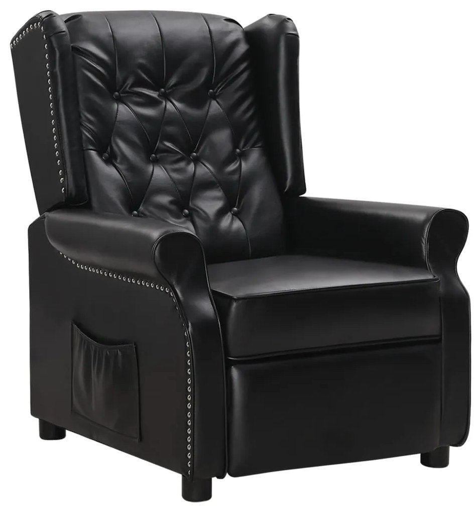 vidaXL Poltrona reclinável couro artificial preto brilhante