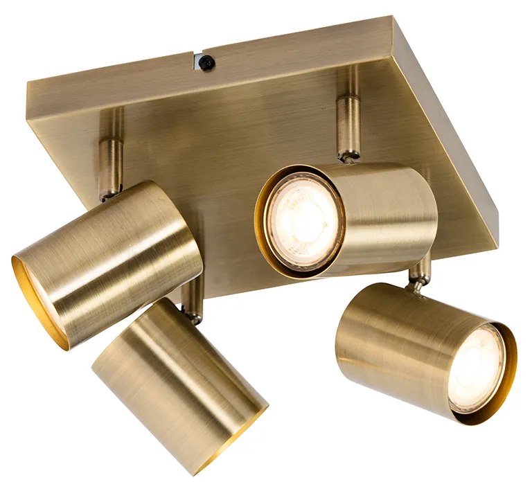 Candeeiro de teto moderno bronze 4 luzes ajustável retangular - Jeana