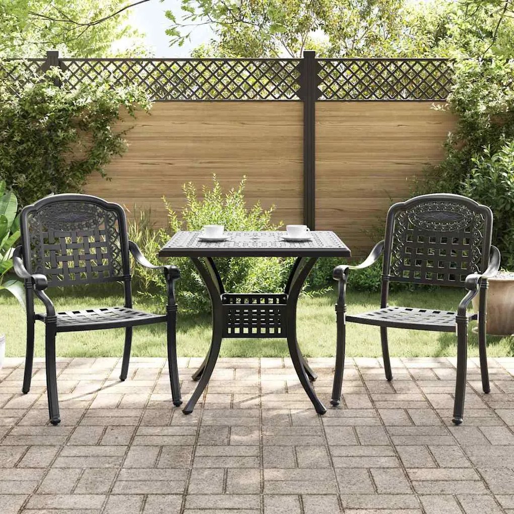 Conjunto Bistro de Jardim 3 Peças vidaXL Preto em Alumínio Fundido