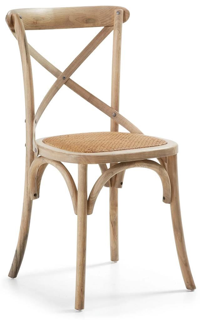 Kave Home - Cadeira Alsie de madeira maciça de olmo lacado natural