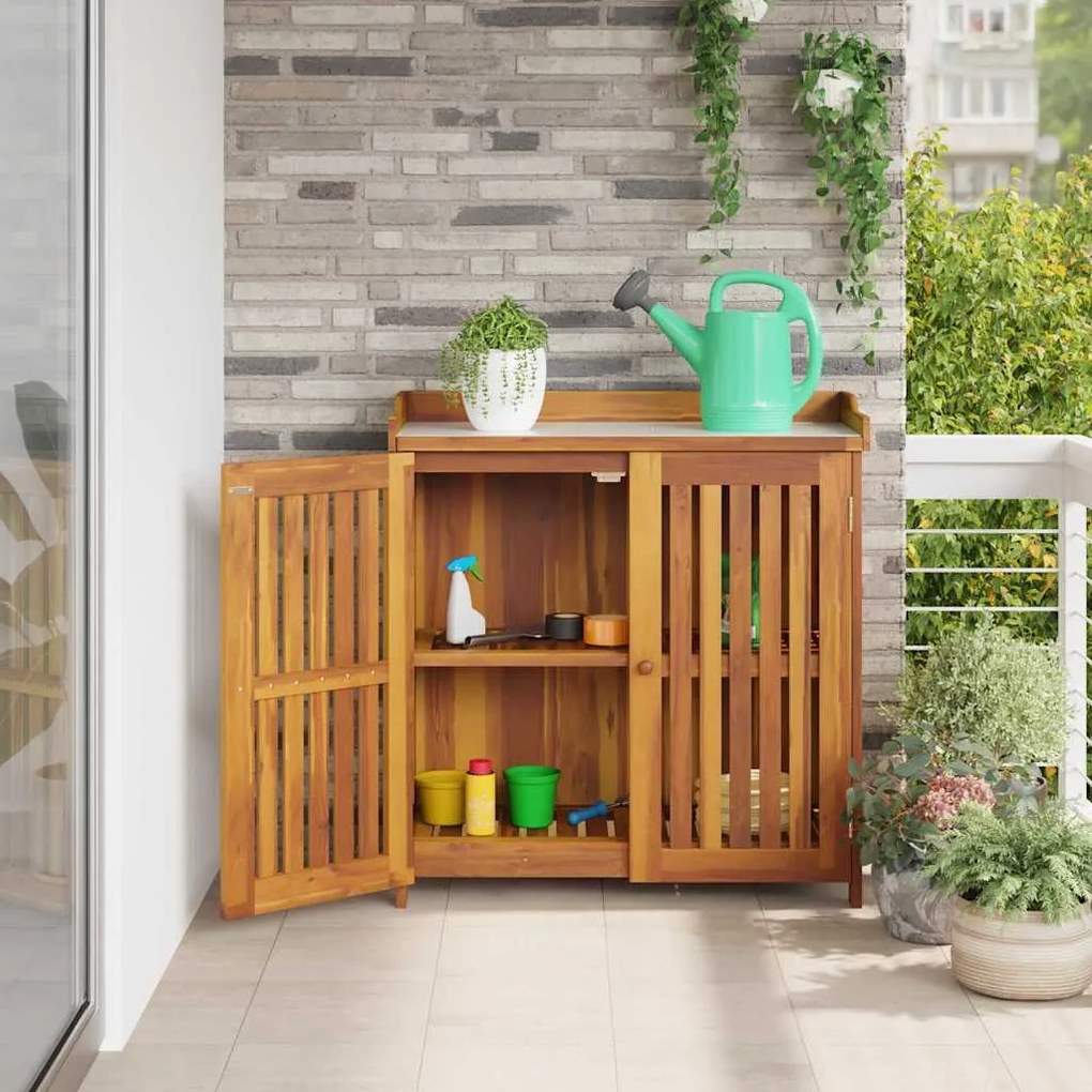 Armário de Jardim com armazenamento com porta Castanho 78 x 36.5 x 78c