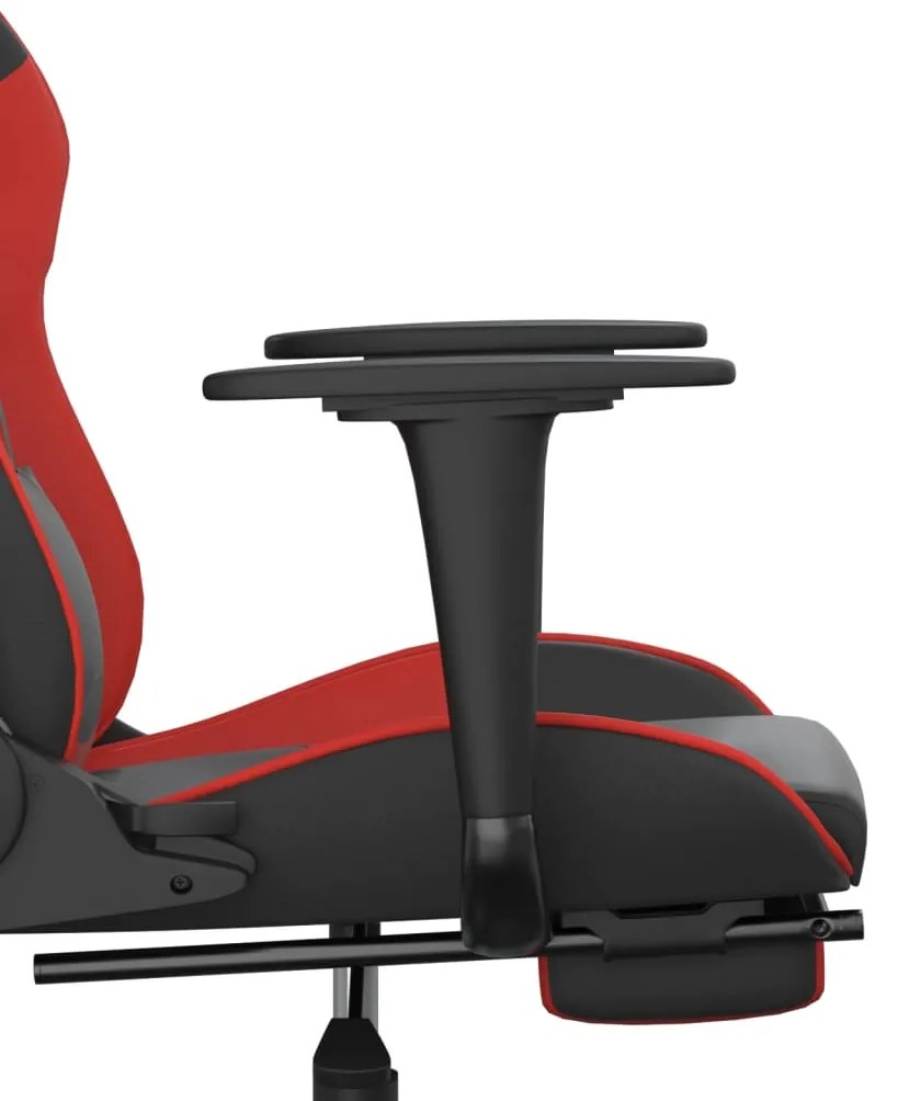 Cadeira gaming c/ apoio pés couro artificial preto e vermelho