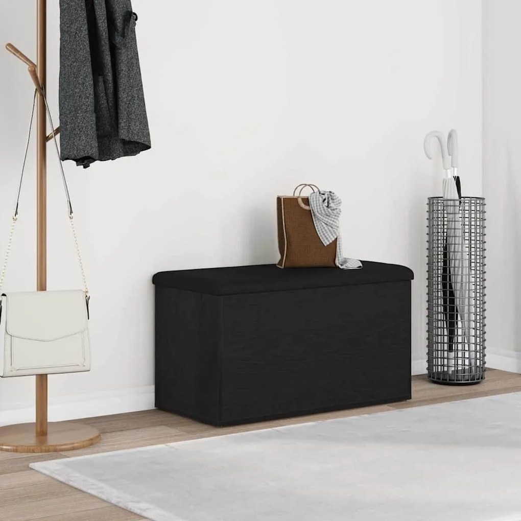 vidaXL Banco de Armazenamento com porta Carvalho Preto 82 x 42 x 45 cm