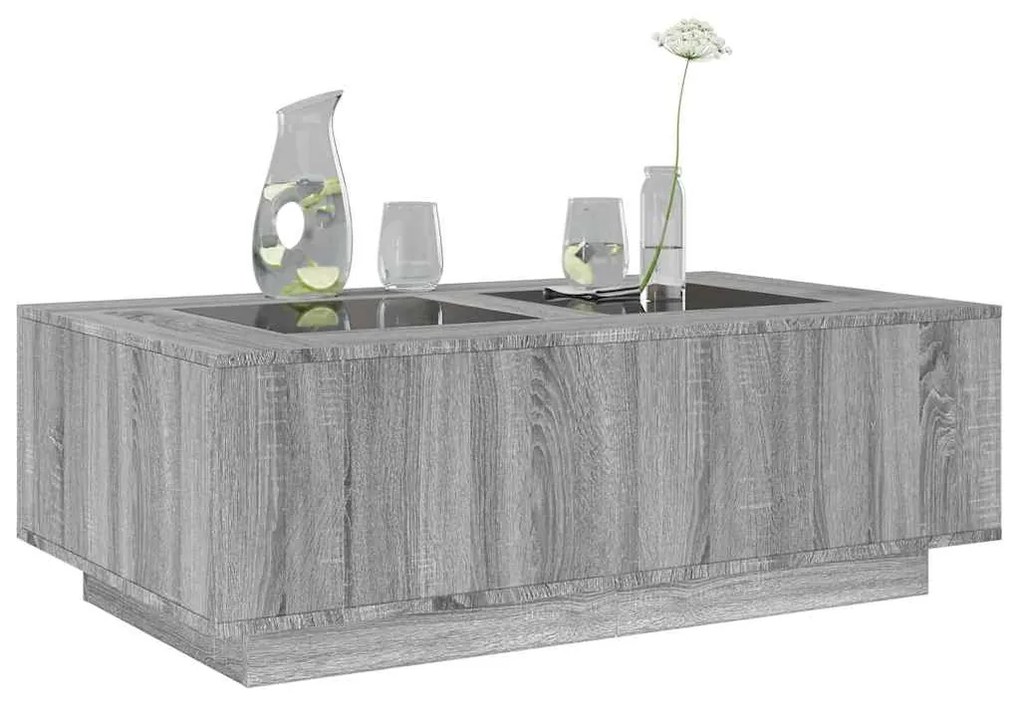 Mesa de centro luzes LED Infinity 116x69x40 cm cinzento sonoma