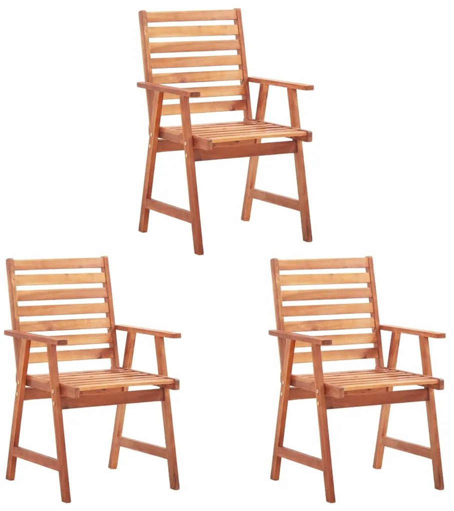 vidaXL Cadeiras jantar p/ jardim 3 pcs madeira acácia maciça