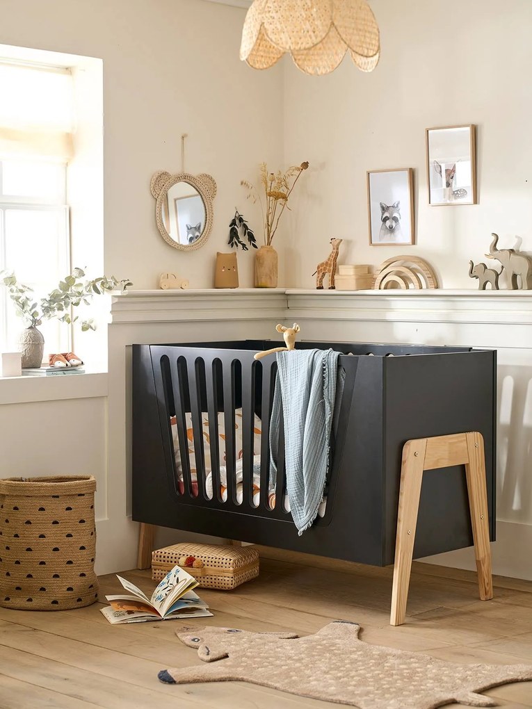 Cama evolutiva para bebé, com barreiras amovíveis, Retro preto