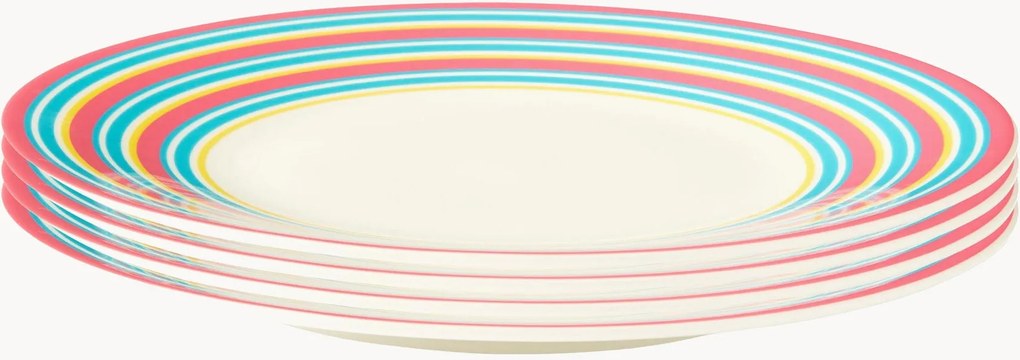 Pratos de pequeno-almoço em porcelana fina Calypso Stripe, conjunto de 4