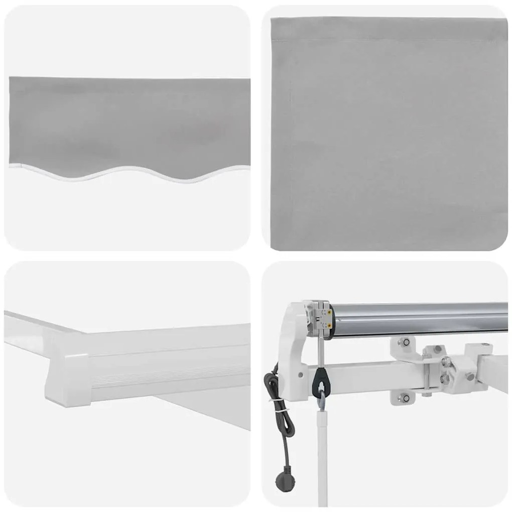 Toldo Retrátil Cinzento-claro 400 × 350 cm Cinzento-claro