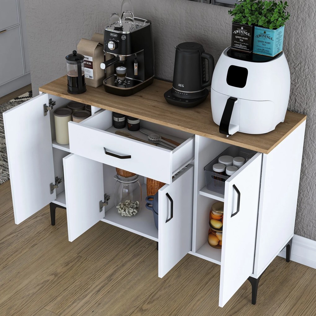 Armário Multiuso JE136 – Branco Nogueira – 120x78,6x40 cm