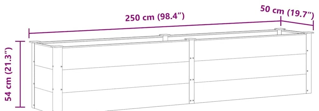 Canteiro elevado de jardim 250x50x54 cm WPC cinzento