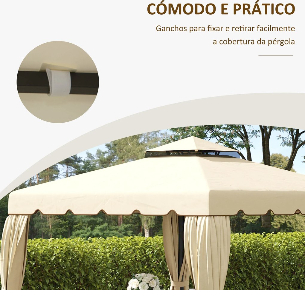 Toldo de Substituição para Pérgola 300x300 cm Teto de Substituição par