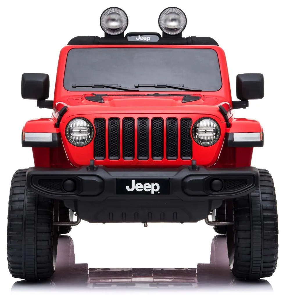 Jipe elétrico para Crianças JEEP Wrangler, assento duplo em couro sintético, rádio com Bluetooth e entrada USB, unidade 4x4, bateria 12V10Ah, rodas EV