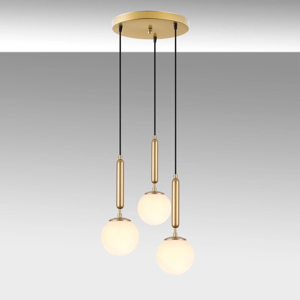 Candeeiro Suspenso King – Dourado Brilhante – 34 x 34 x 134 cm