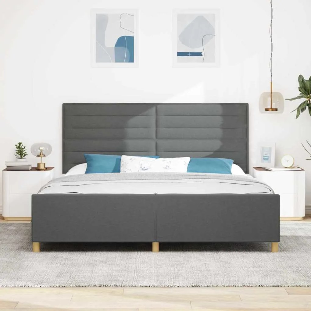 Estrutura de Cama de Tecido Cinza Escuro vidaXL 200x200 cm