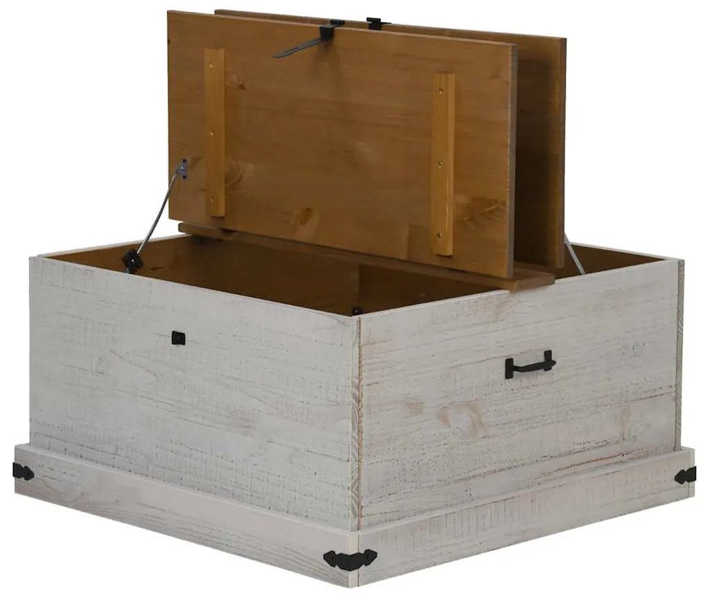 Caixa de arrumação HALDEN 91x91x47 cm pinho maciço branco