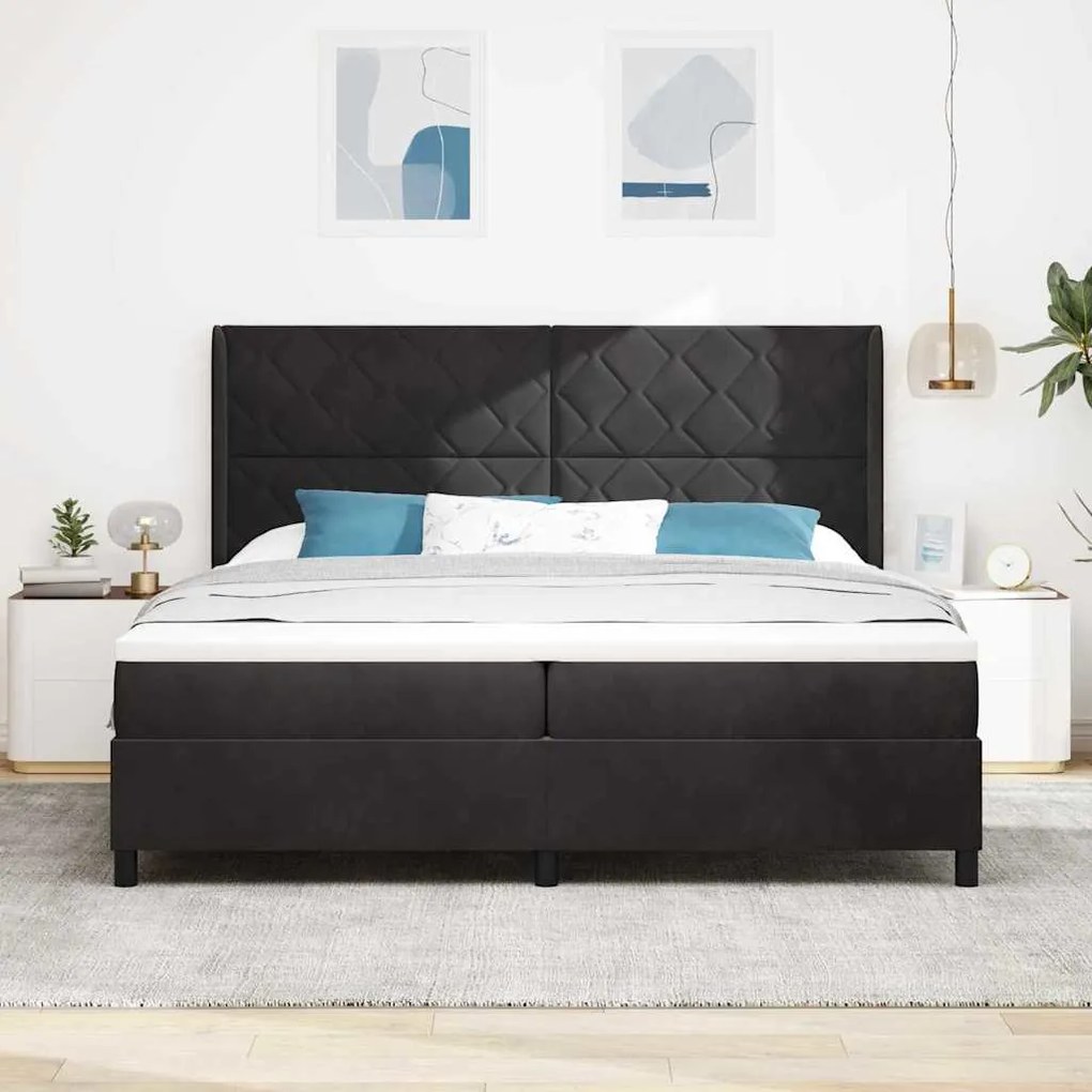 Cama Box com Colchão vidaXL Preta 200x200 cm Veludo