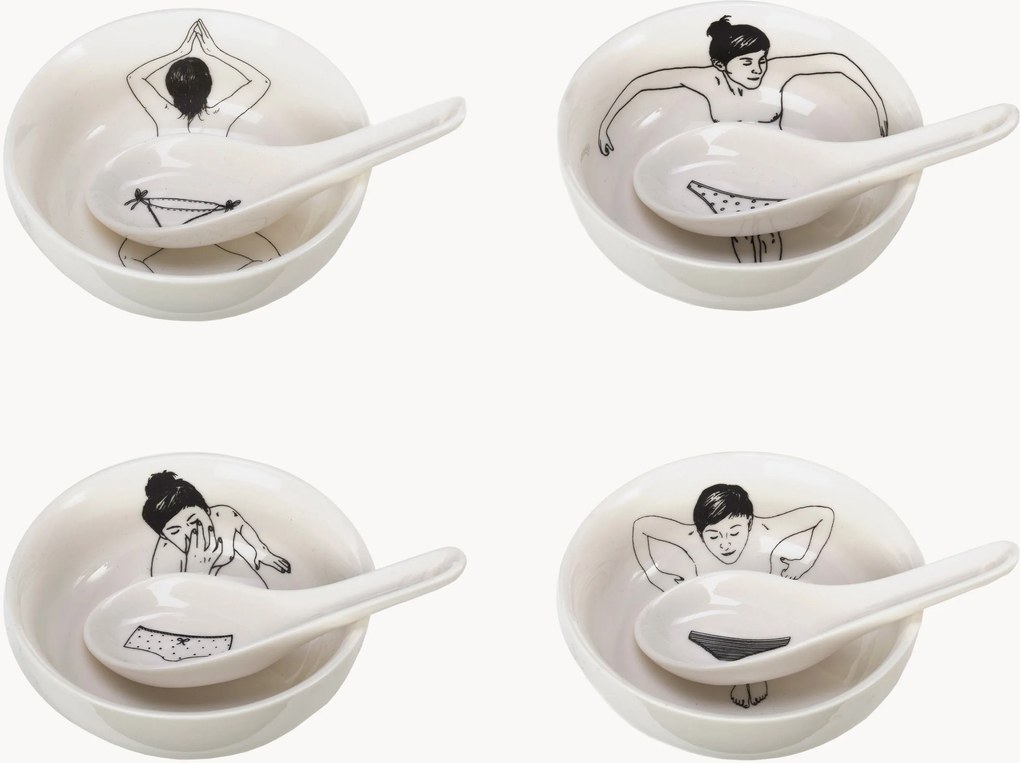 Taças para petiscos com colheres Undressed, conjunto de 4