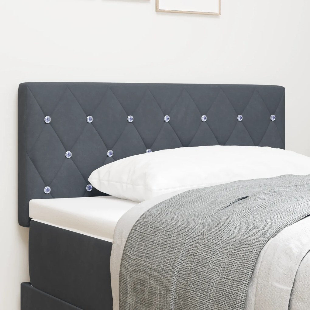 vidaXL Cabeceira LED Tufting com Botões de Cristal Cinza Escuro 100 cm Veludo