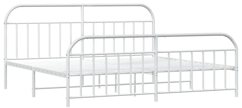 Estrutura de cama com cabeceira e pés 200x200 cm metal branco