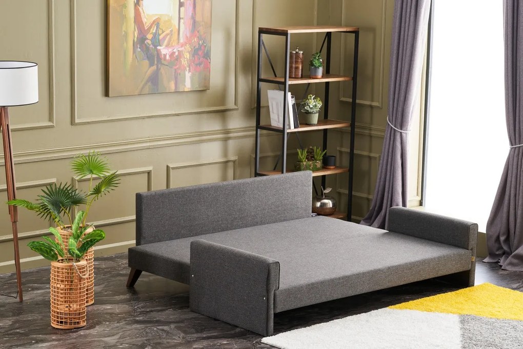 Sofá-Cama de 3 Lugares Bella – Antracite – 208 x 85 x 81 cm