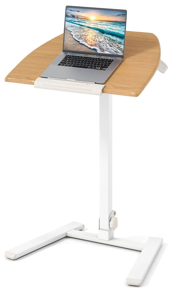 Mesa móvel de pé com altura ajustável, mesa de pé com mola a gás, rodízios suaves e naturais