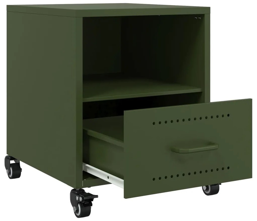 Mesas de cabeceira 2 pcs 36x39x43,5 cm aço verde-azeitona