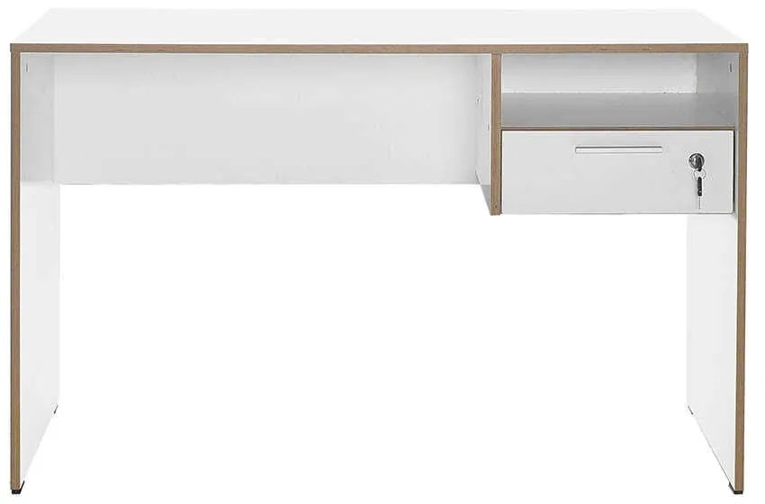 Secretária "Simple" com Gaveta - 120 x 75 x 60 cm - Branco e Carvalho