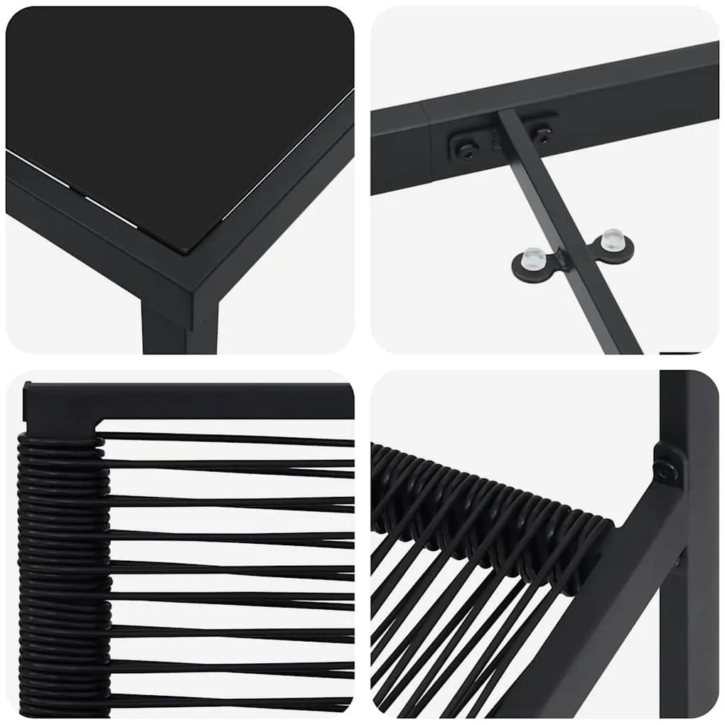Conjunto de jantar de jardim 5 peças - Preto, PVC Rattan