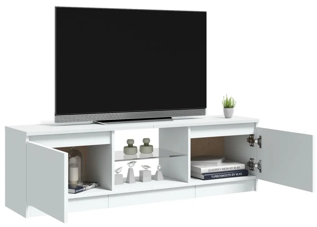 Móvel de TV Vinici com Luzes LED de 120cm - Branco - Design Moderno