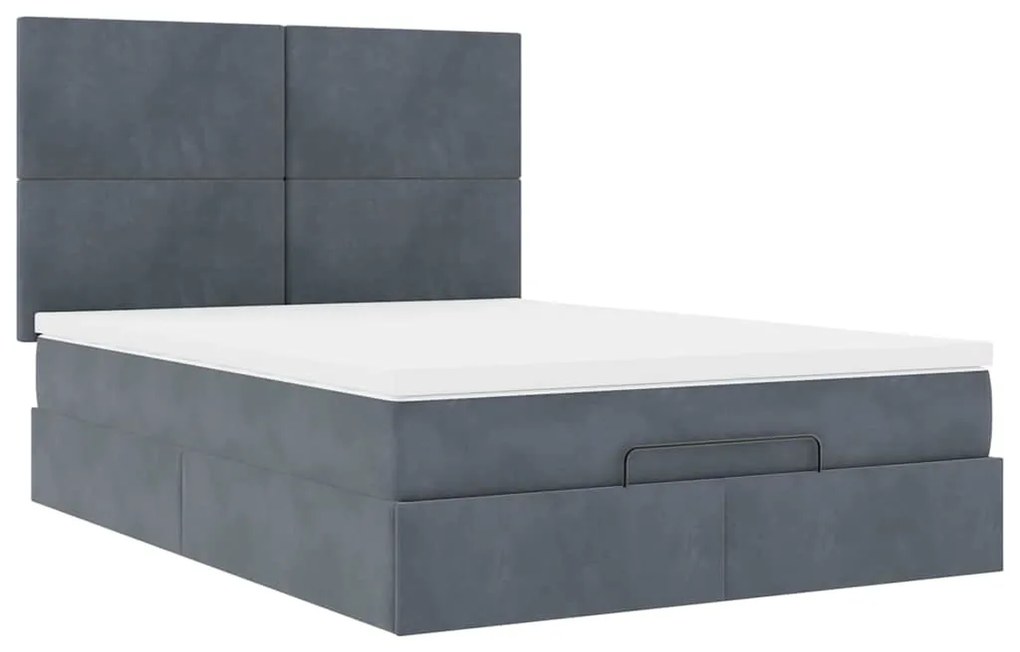 Estrutura cama otomana com colchões 140x190cm cinzento escuro