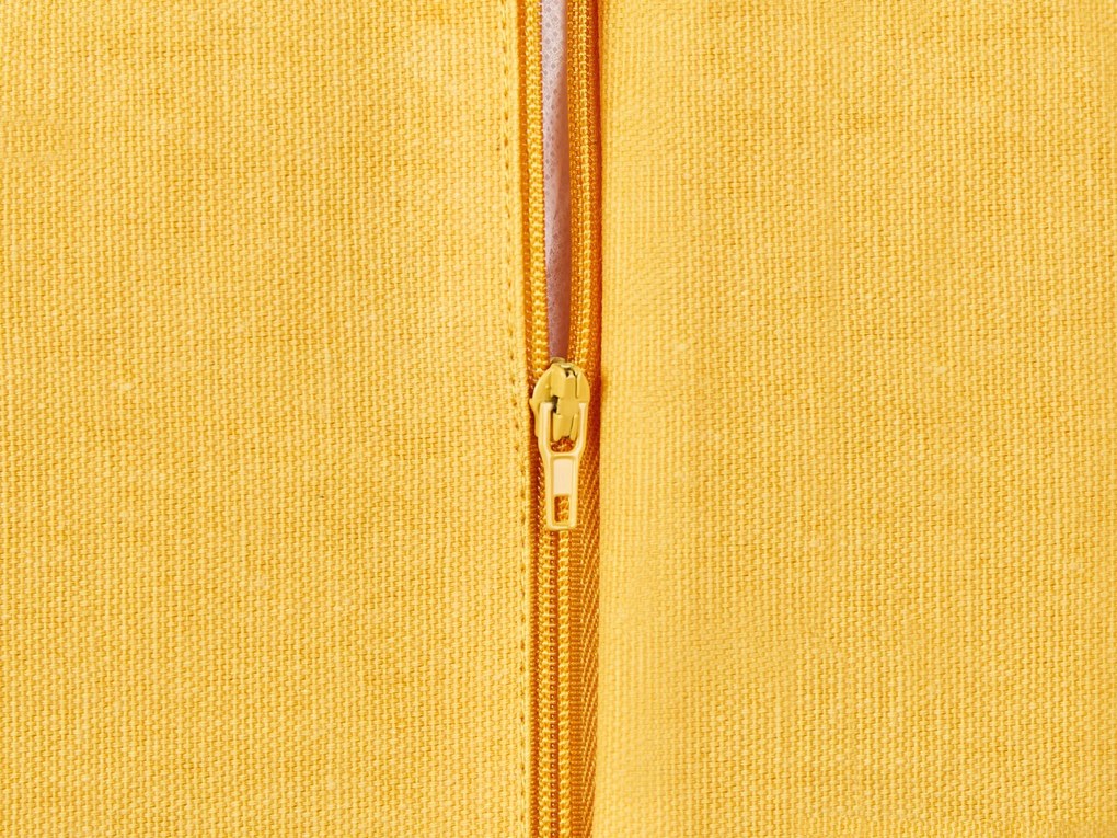 Conjunto de 2 almofadas decorativas com bordado de arco-íris em algodão amarelo 45 x 45 cm LEEA Beliani