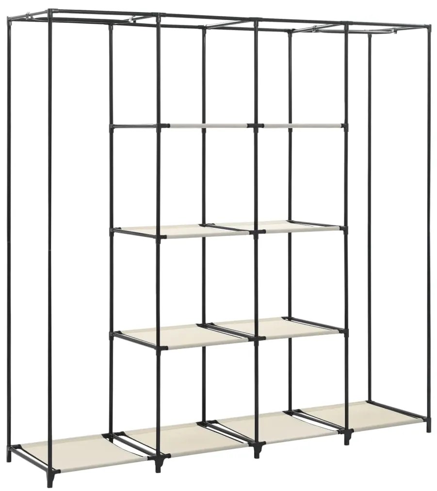 Roupeiro com 4 compartimentos 175x45x170 cm cor creme