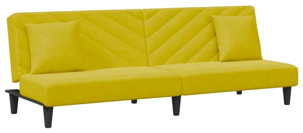 2 pcs conjunto de sofás com almofadas veludo amarelo