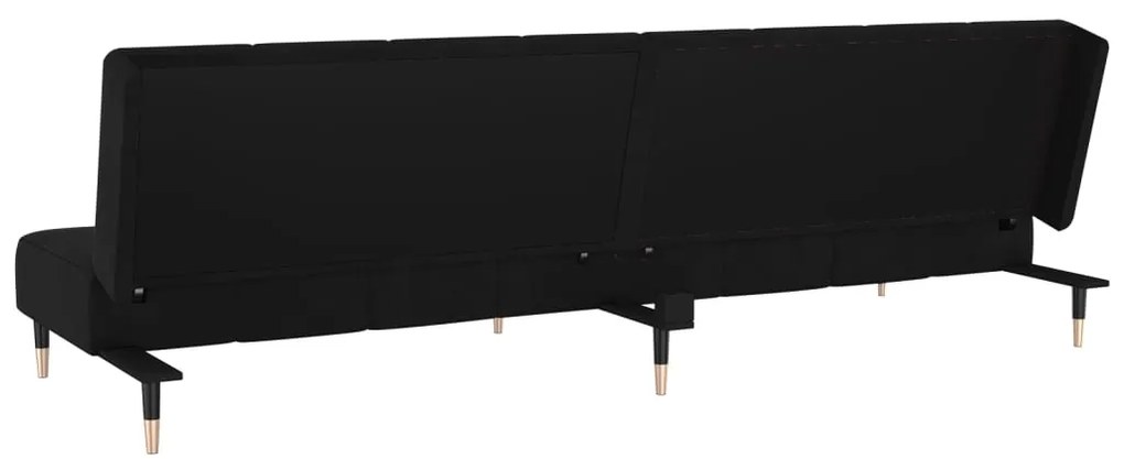 Sofá-cama de 2 lugares veludo preto