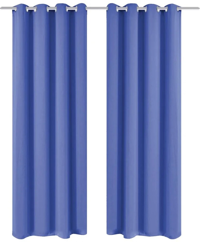 Cortinas blackout 2 pcs com ilhós de metal 135x175 cm azul