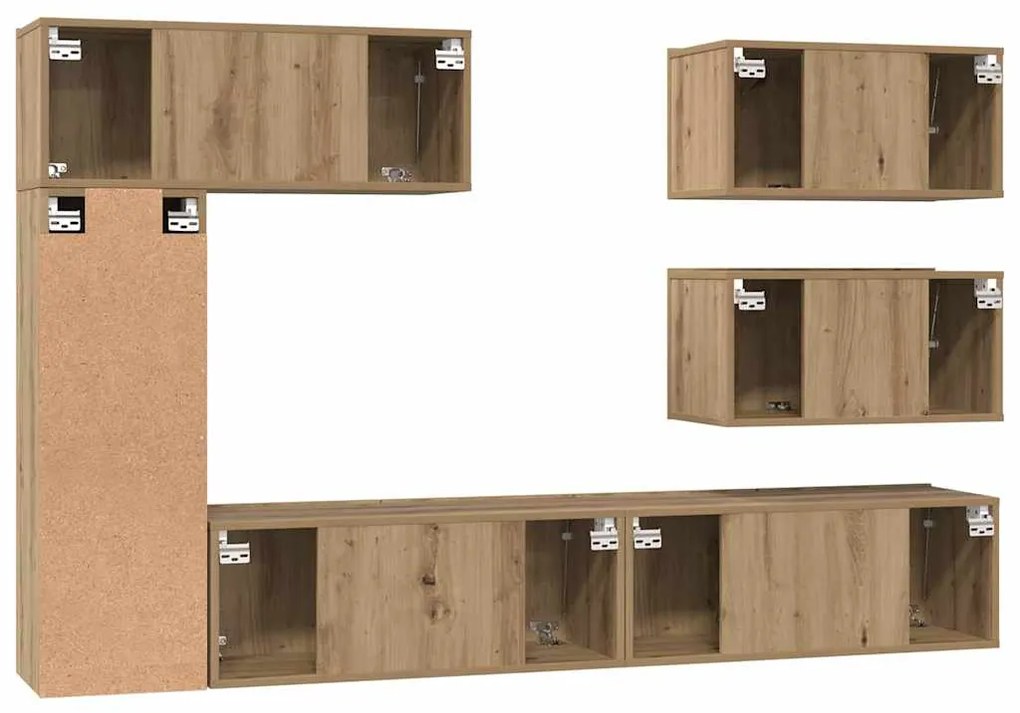 Conjunto de móvel de TV com prateleira Outros 6 pcs carvalho artisiano