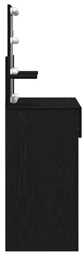 Mesa de Maquiagem vidaXL com LED Carvalho Preto 100x40x130 cm