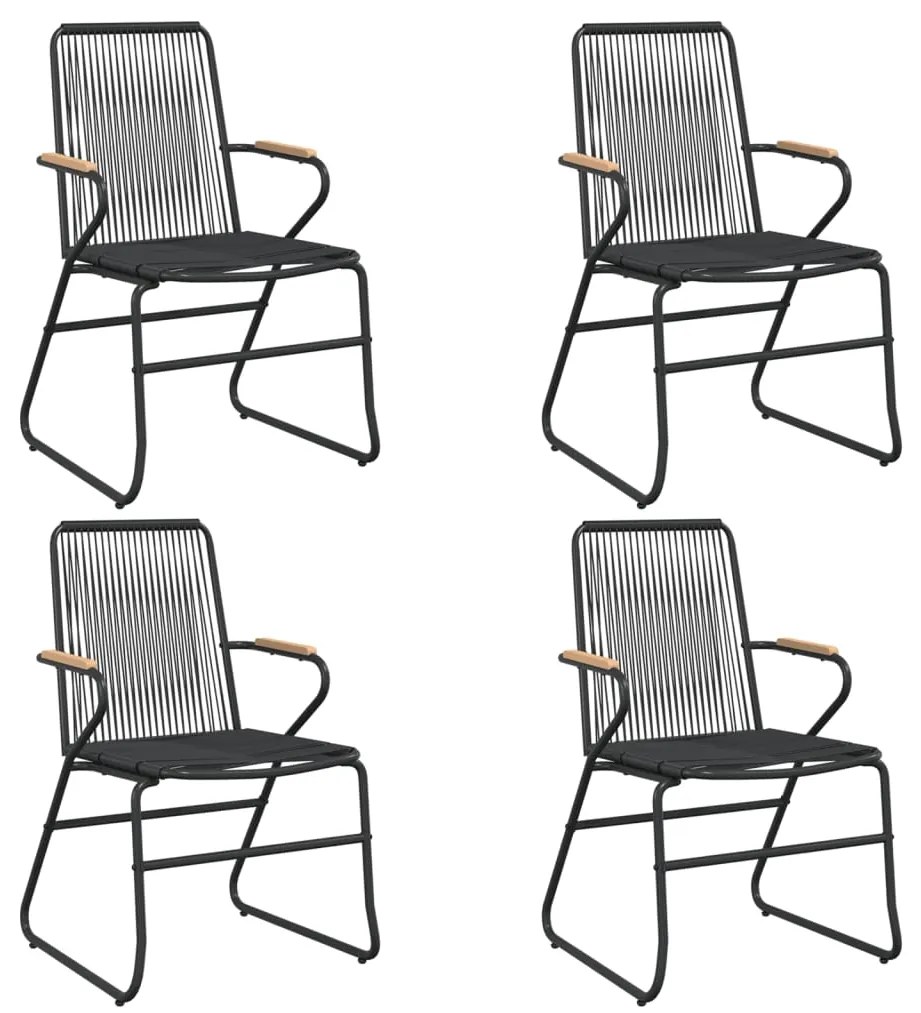 Conjunto de jantar para jardim 5 pcs vime PVC preto