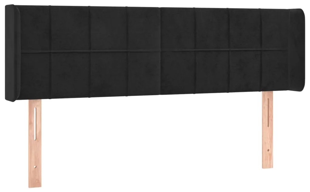 Cabeceira de cama c/ luzes LED veludo 147x16x78/88 cm preto