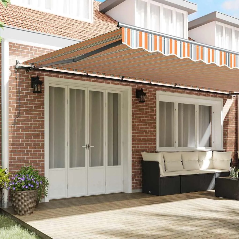 Toldo retrátil automático listrado, multicolorido, 600 x 300 cm